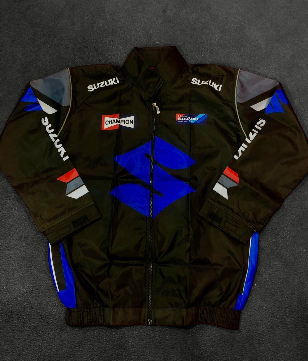 Suzuki Black-Blue Motorcycle Semi-Waterproof Dust Coat Windbreaker image